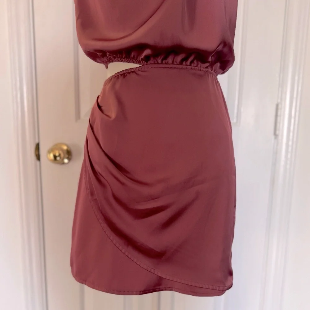 “HELLO MOLLY” Asymmetric Cowl Neck Halter Mini Dress